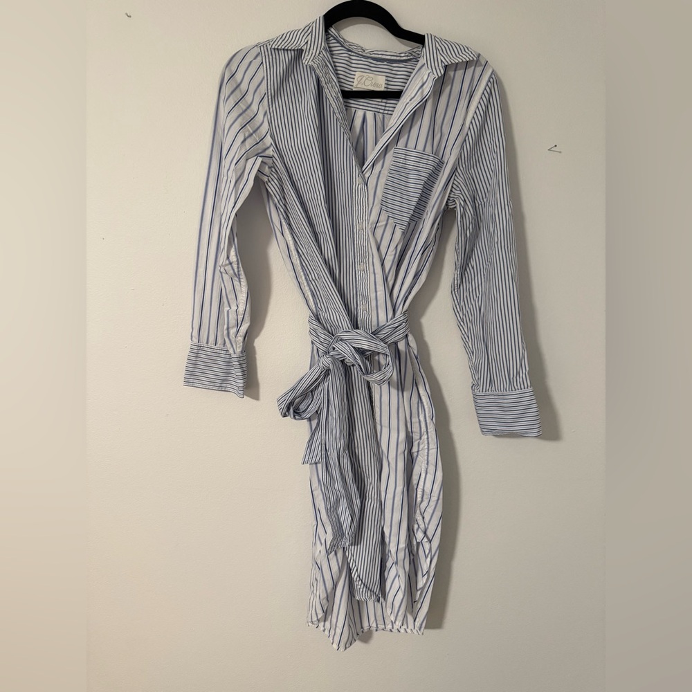 Women’s J. Crew Contrast Stripe Shirtdress with Belt